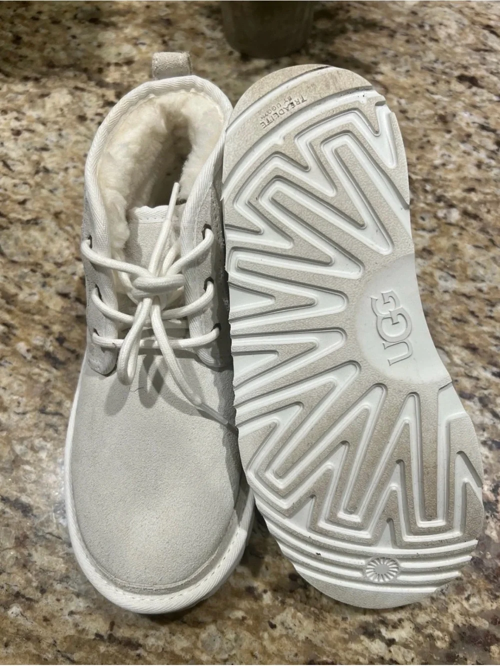 UGG Big Kids White Suede Lace-Up Ankle Neumel Boots 4